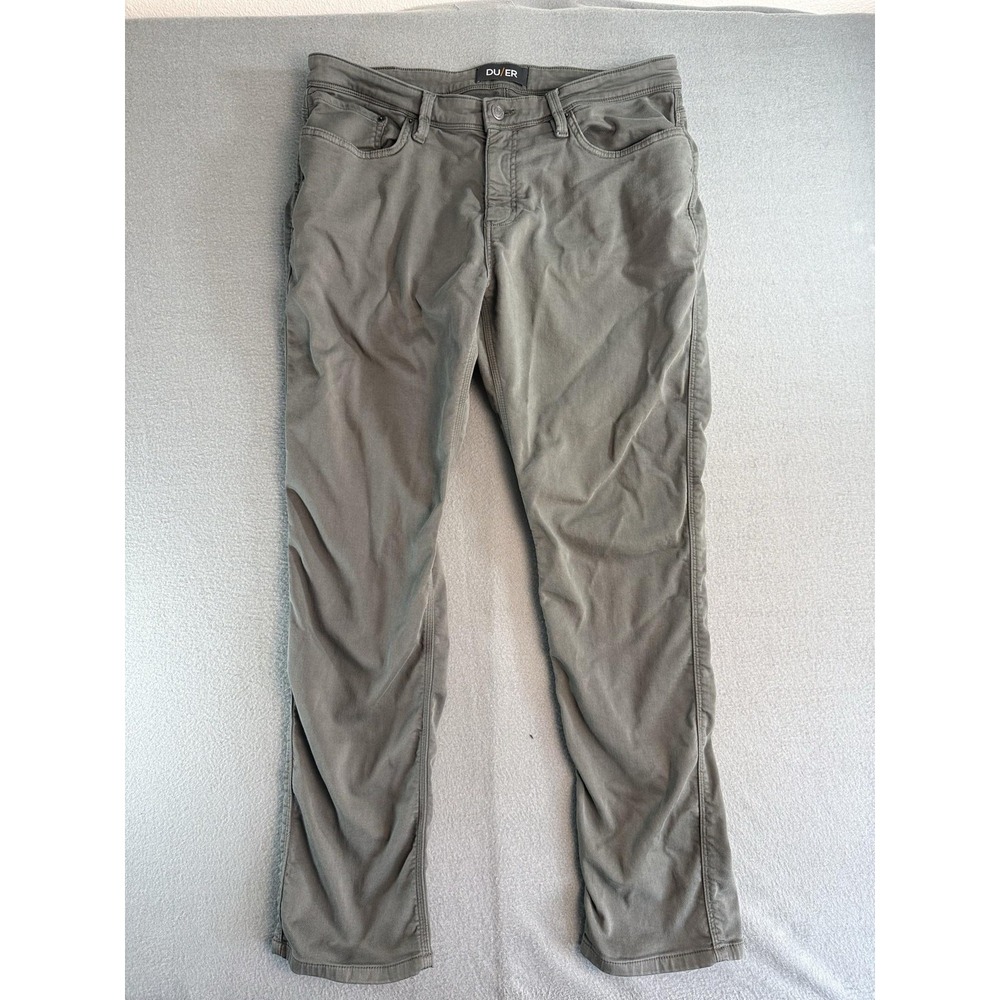 DU/ER N2X Relaxed Taper Jeans Mens 34x30 Green Wash Relaxed Tapered Denim Casual